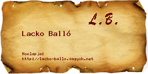 Lacko Balló névjegykártya